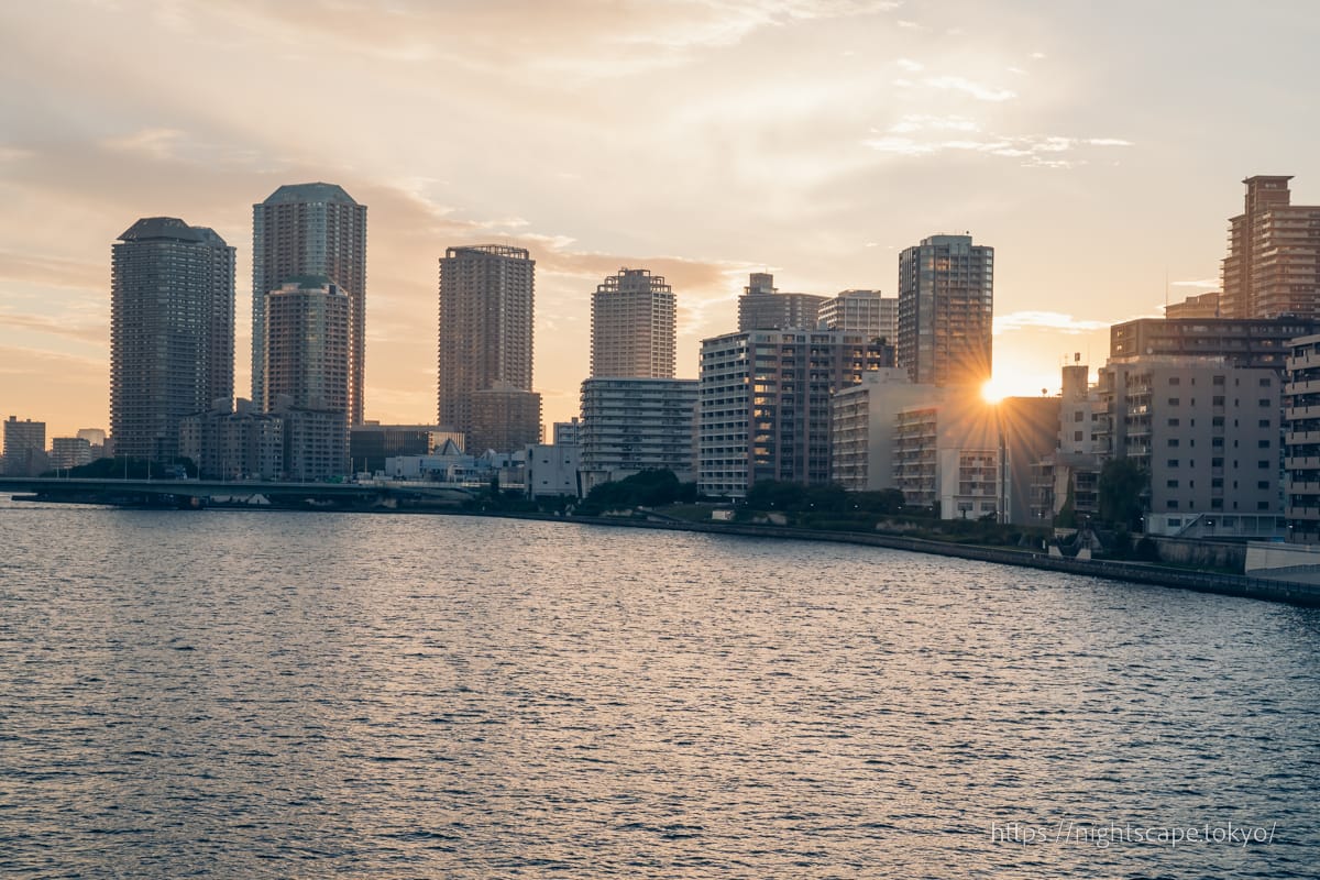 Sunrise from Kachidoki Bridge (east side)