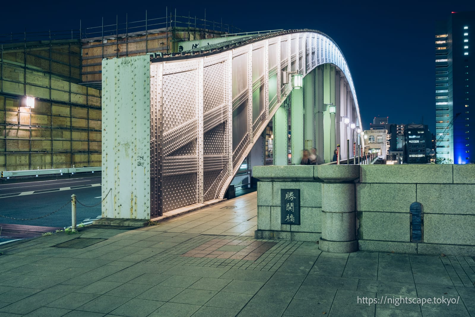 Kachidoki Bridge illuminated.
