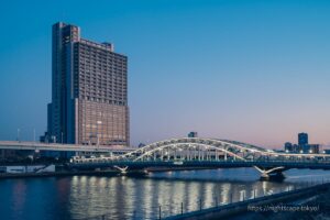 Shirahige Bridge at dusk