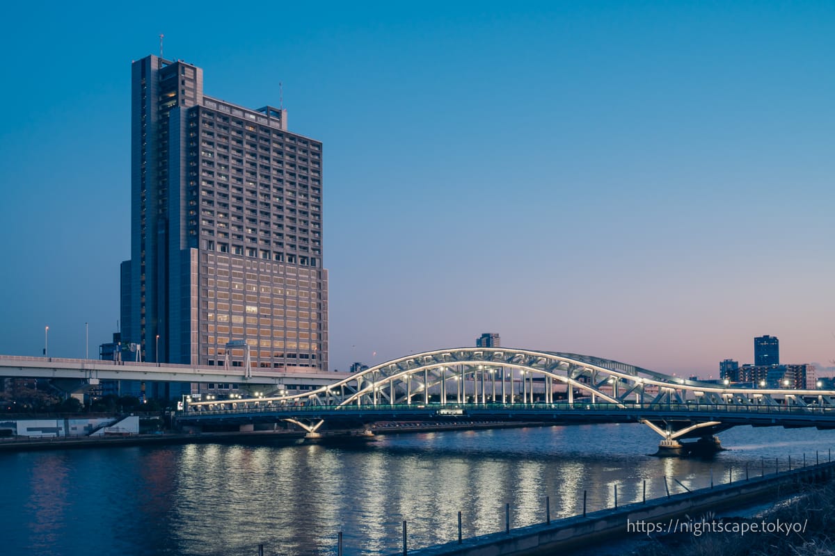 Shirahige Bridge at dusk