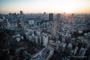 東京タワーメインデッキから眺める夕日