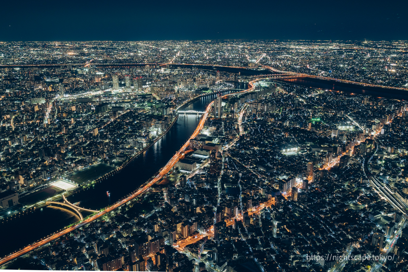 Night view around the Sumida River