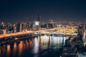 Illuminated Stable Bridge over the Sumida River