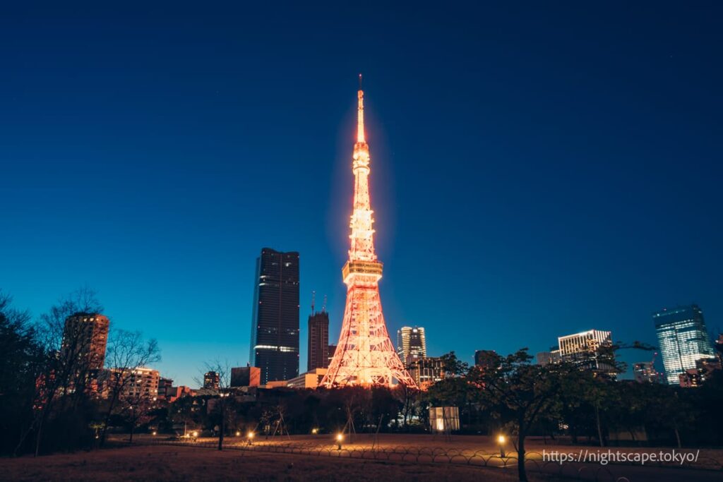 プリンスパークタワー東京から眺める東京タワー