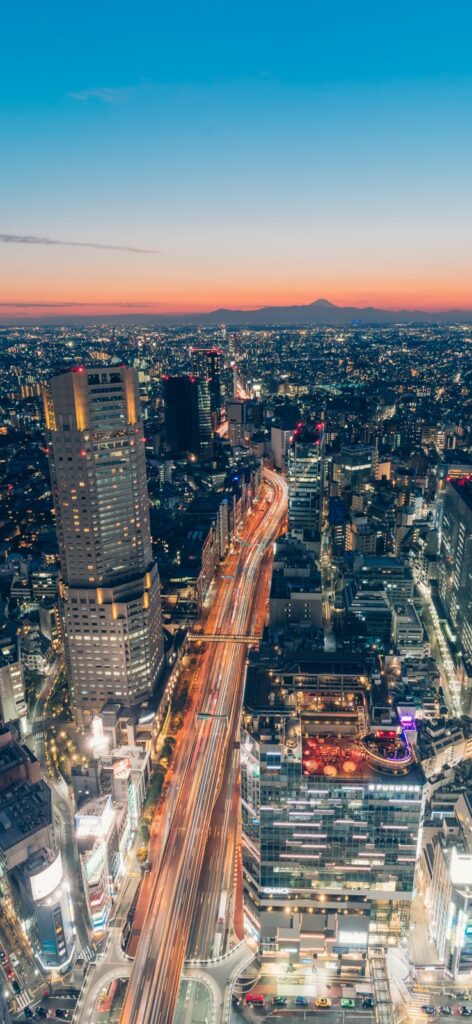 渋谷スカイから眺めた夜景（スマホ無料壁紙）