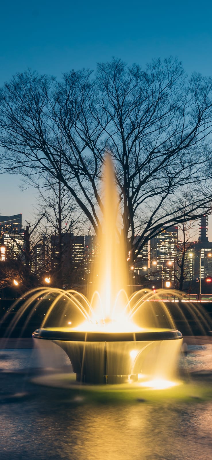 Night view of Wadazo Fountain Park（Free smartphone wallpaper）