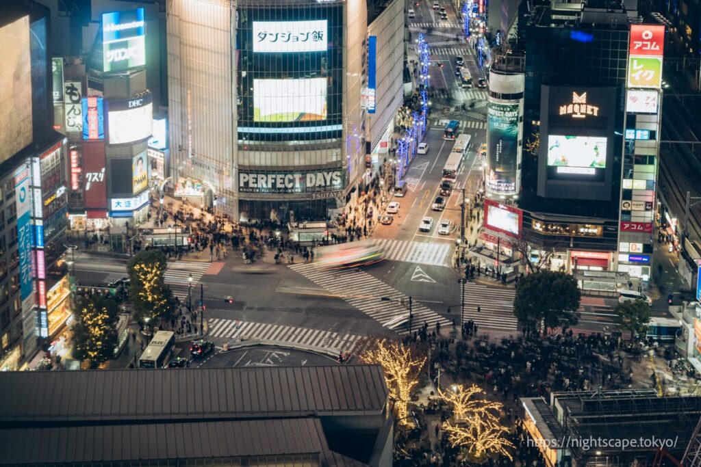 渋谷スクランブル交差点の眺め