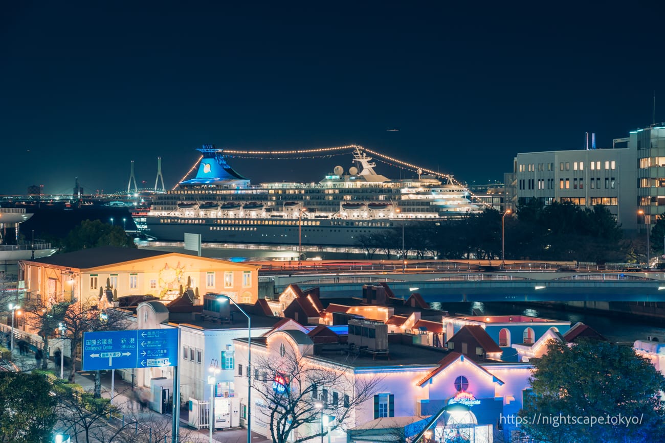 横浜ハンマーヘッドに停泊する豪華客船