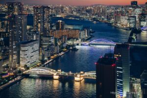 勝鬨橋と築地大橋