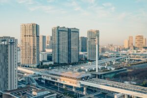 夕暮れ時の有明の街並み